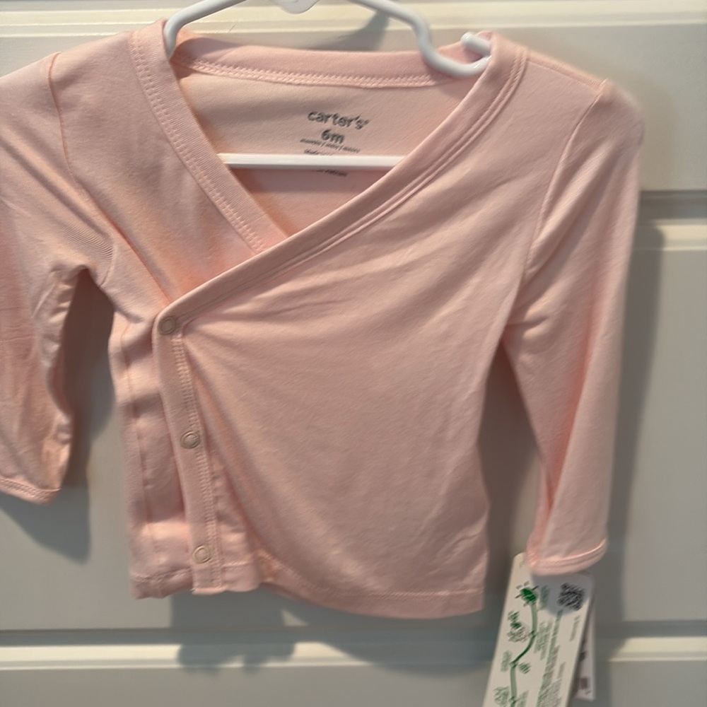 NWT Carter's Pink 2 Piece Footed  Set w/ Side Snap Top Size 6M - Picture 2 of 5